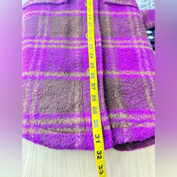 NWT GOOD AMERICAN Women’s Pop Thistle Large Plaid Oversized Shacket Sz 00/0 - Picture 11 of 14